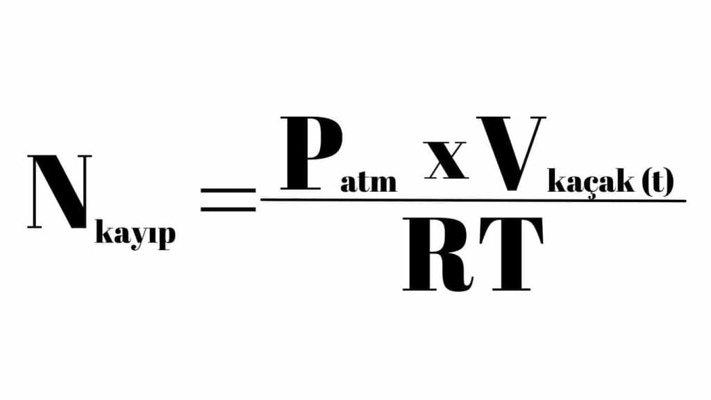 Basınç düşüm yöntemiyle sızdırmazlık testi gaz yasası
